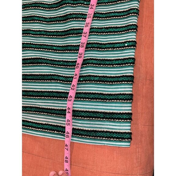 NWT Eva Mendes Green/Black Striped Sequin Shift Midi Dress XXL Womens - Picture 12 of 14